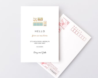 Printable Moving Announcement Template New Address Card Change of Address Card Digital Moving Announcement We Have Moved Postcard