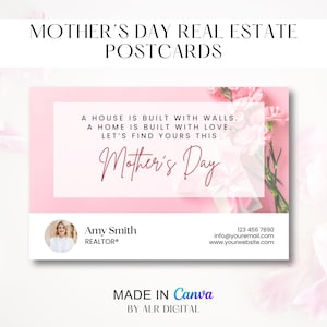 Real Estate Happy Mother's Day Postcard | Mother's Day Postcard Realtor | Real Estate Marketing | Real Estate Mothers Day Card | Canva