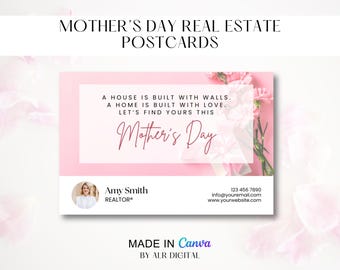 Real Estate Happy Mother's Day Postcard | Mother's Day Postcard Realtor | Real Estate Marketing | Real Estate Mothers Day Card | Canva