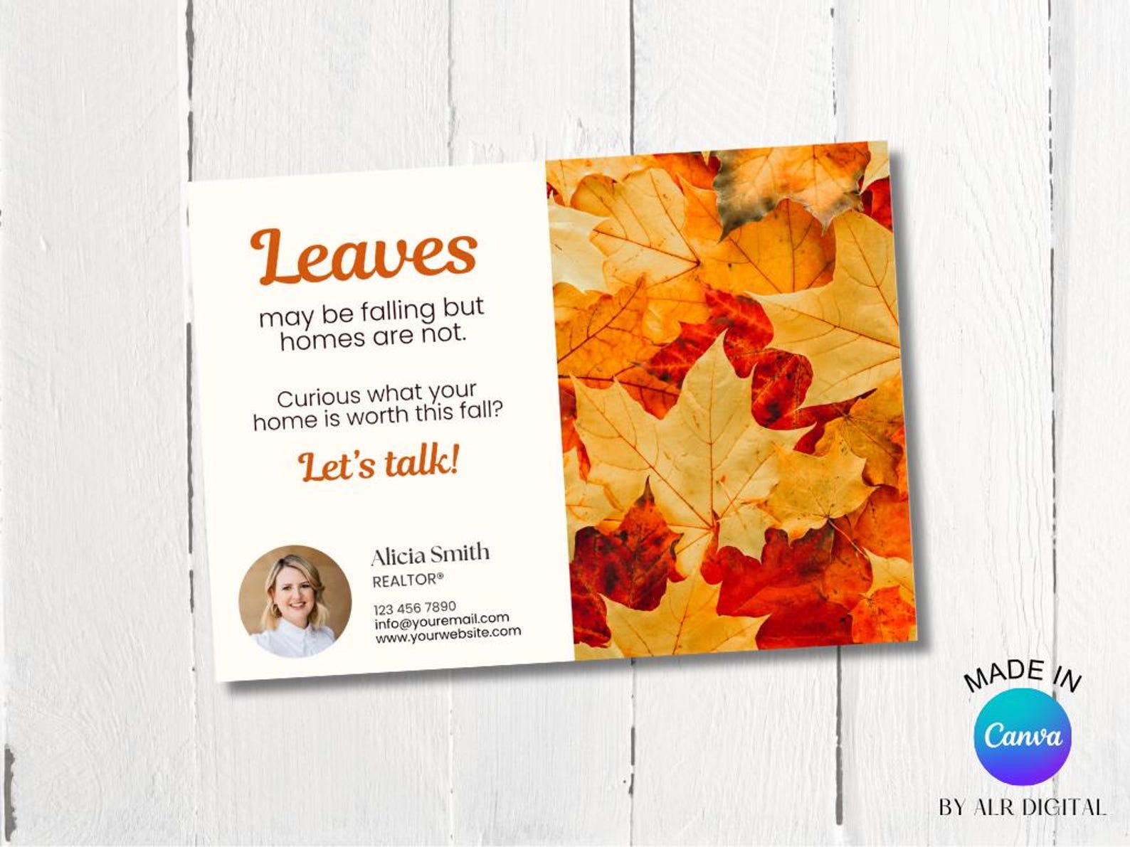 Fall Real Estate Marketing Farming Postcard | Editable Canva Real ...
