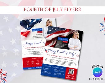 4th of July Realtor Flyer | July Real Estate Marketing | Independence Day Flyer for Realtors | Farming Flyer for Agents | Canva Editable