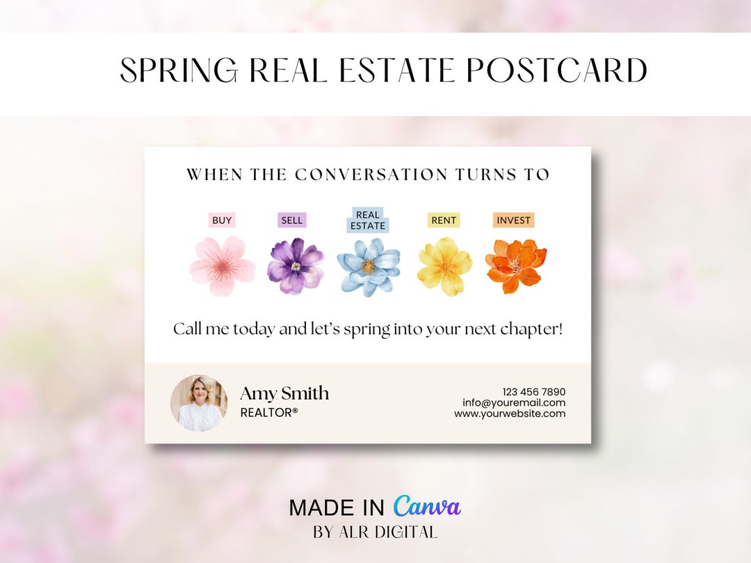 Spring Real Estate Postcard for Realtors | Real Estate Hello Spring ...