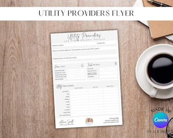 Utility Providers Template for Realtors | Real Estate Utility Providers | Utility List Editable Home Buyer Seller | Real Estate Marketing
