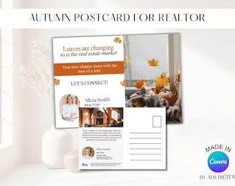 Autumn Postcard for Realtors | Fall Real Estate Marketing | Fall Real Estate Postcard | Realtor Marketing Farming Fall | Canva Editable