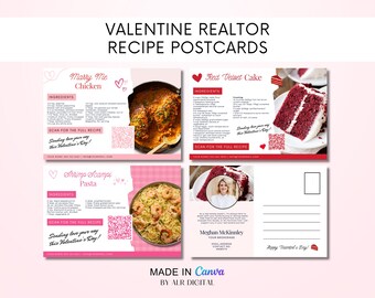 Real Estate Valentines Marketing for Realtors | February 2025 Valentines Recipe Postcards Marketing Farming for Realtors Editable Template
