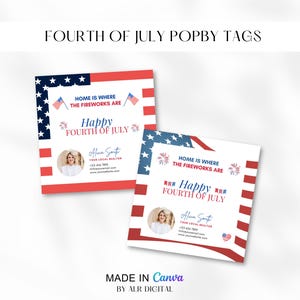 4th of July Pop By Tags for Realtors | Fourth of July Real Estate Gift Tags | Real Estate Marketing | Independence Day Marketing | Canva