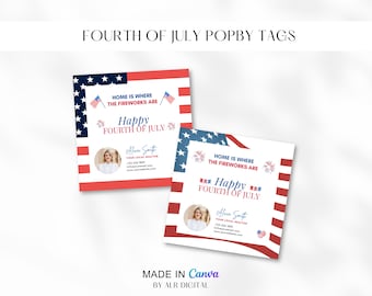 4th of July Pop By Tags for Realtors | Fourth of July Real Estate Gift Tags | Real Estate Marketing | Independence Day Marketing | Canva