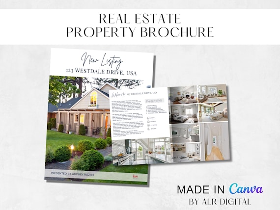 Real Estate Brochure  | Realtor Listing Template | Property Brochure | Real Estate Marketing | 4  Pages Bifold Template | Canva
