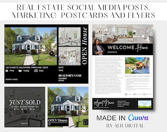 Open House & Listing Flyer | Just Listed Template | Just Sold Templates | Real Estate Marketing Templates and Postcards | Social Media Posts