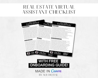 Real Estate Virtual Assistant Checklist, Transaction Coordinator Checklist, Editable Task Checklist, Realtor Marketing | Real Estate VA
