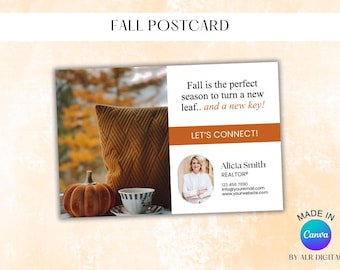 Fall Postcards for Realtors | Real Estate Agent September Farming Card | Autumn Postcard Realtor | Autumn Fall Marketing Real Estate | Canva