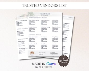 Real Estate Trusted Vendor Template for Realtors | Referral List | Preferred Vendors | Real Estate Marketing | Editable Buyer | Canva