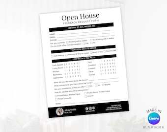 Open House Feedback Form for Real Estate Agents Editable Canva Template
