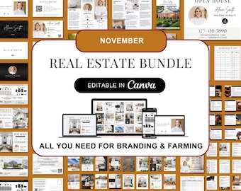 November Real Estate Farming Bundle | Realtor Marketing | Real Estate Social Media Instagram Bundle | Real Estate Newsletters | Canva