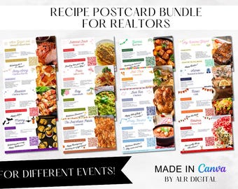 Real Estate Recipe Postcard | Real Estate Marketing | Events Recipe | Editable Postcard | Realtor Guide | Postcard Bundle | Canva