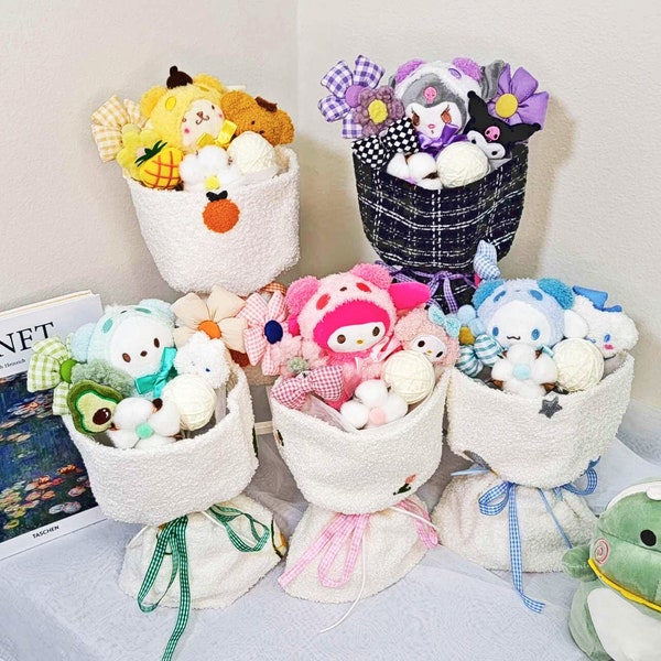 SALE: Handmade Cute Sanrio Plush Kawaii Bouquet/Birthday Gift Bouquet (Cinnamoroll/Hello Kitty/Kuromi/My Melody/Pochacco/PomPomPurin)