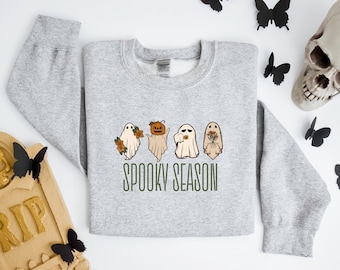 Retro Spooky Season Ghost Sweatshirt, Halloween 2023