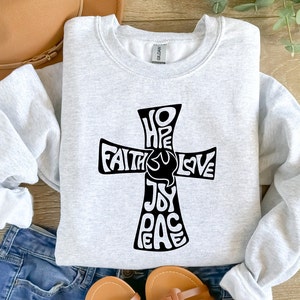 Faith Sweatshirt, Faith Cross Shirt, Christian Gift, Faith Gift, Christian Shirt, Love and Grace Shirt, Believe Shirt, Vertical Cross