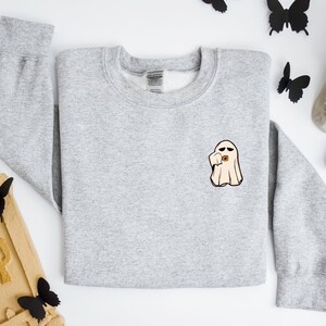 Little Ghost Coffee Shirt, Ghost Sweatshirt, Halloween Tee, Cute Ghost Shirt, Little Ghost Ice Coffee Sweatshirt
