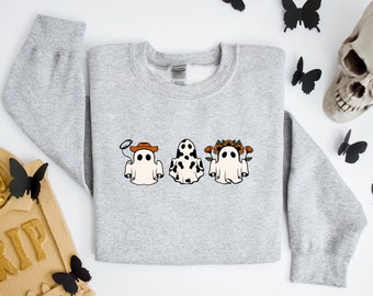 Halloween Ghost Cow Sweatshirt, Western Costume Tee