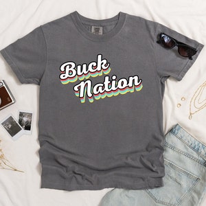 Comfort Colors Tshirt, Heavyweight Pocket T-Shirt, Garment-Dyed %100 Cotton Trendy Soft Vintage Washed T-Shirts, Buck Nation