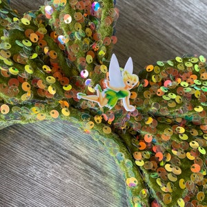 Tinkerbell Celebration Ears, Tinkerbell Minnie Mouse Ear Headband, Princess Pixie Ears, Sequin Mouse Ear Headband, Neverland Mouse Ears,