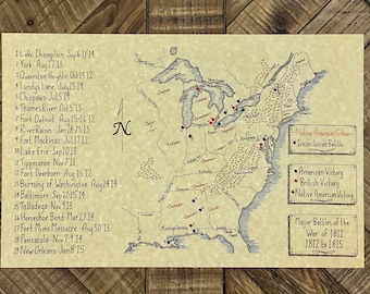 War of 1812 Map Print: Hand-Drawn Historic Battle Map