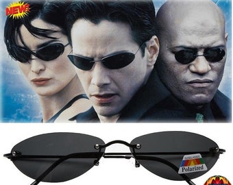 Escape The Matrix Neo Style Sunglasses Men Polarized Eyewear Oval Rimless Follow White Rabbit Morpheus Steampunk Movie Zion Flat Earth RARE