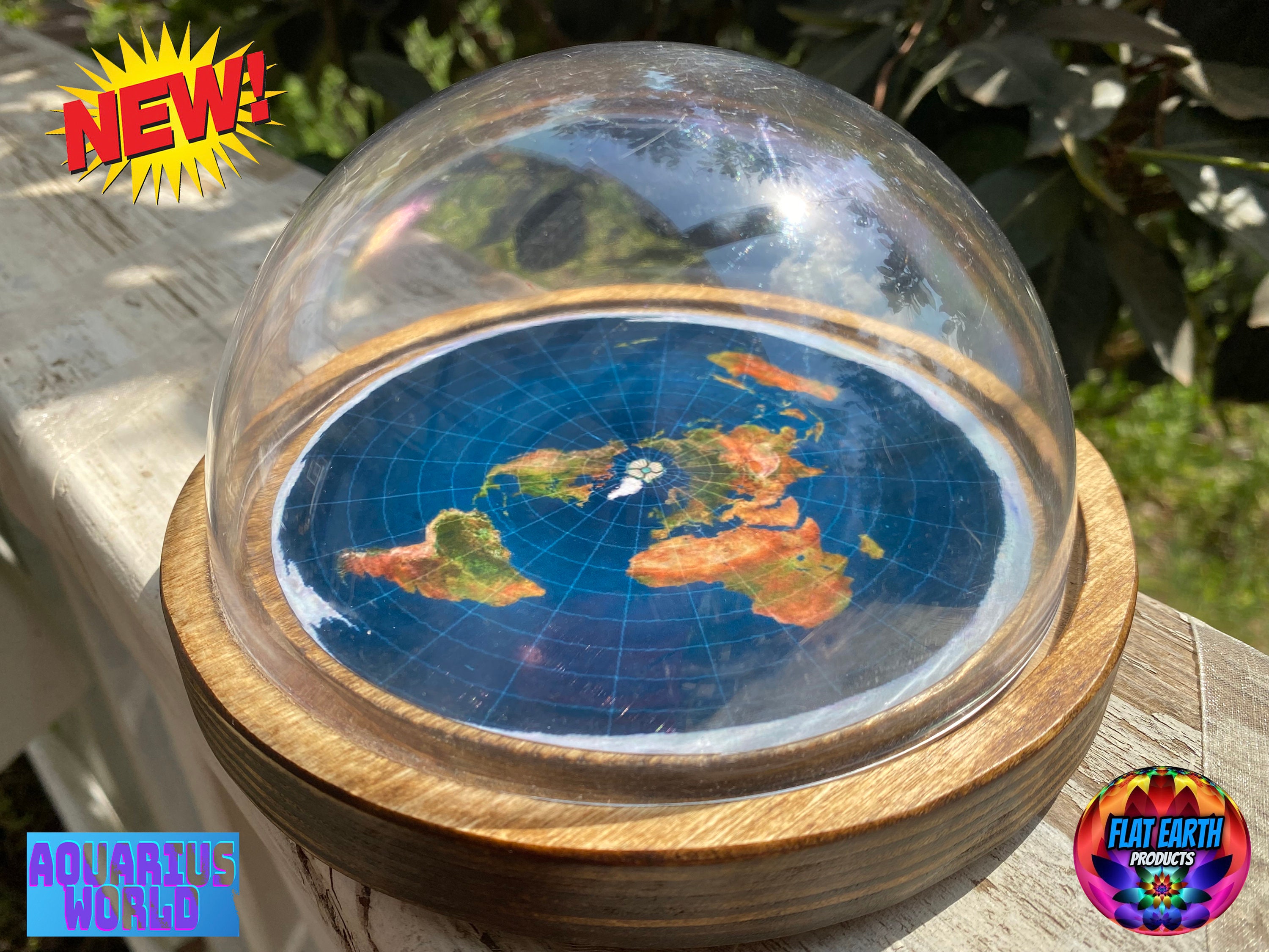 Flat Earth Model World Map Large Wood Base Gleason Hyperborea Eden