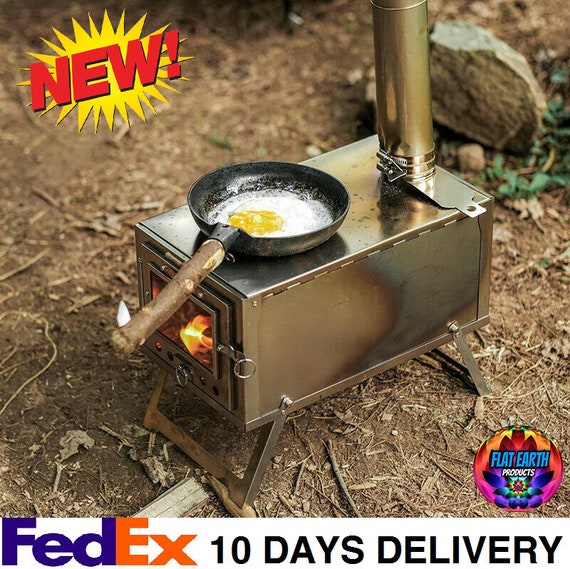 Portable Wood Burning Stove Outdoor Hiking Camping Tent Stove w/Chimney  Pipes