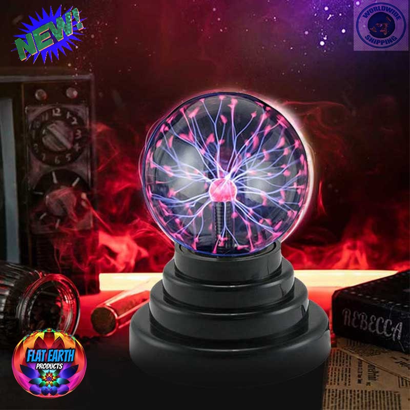 Lampe boule plasma magique sur son support noir