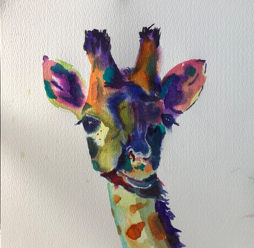 Giraffe in Many Colors- Watercolor Original Print - Etsy