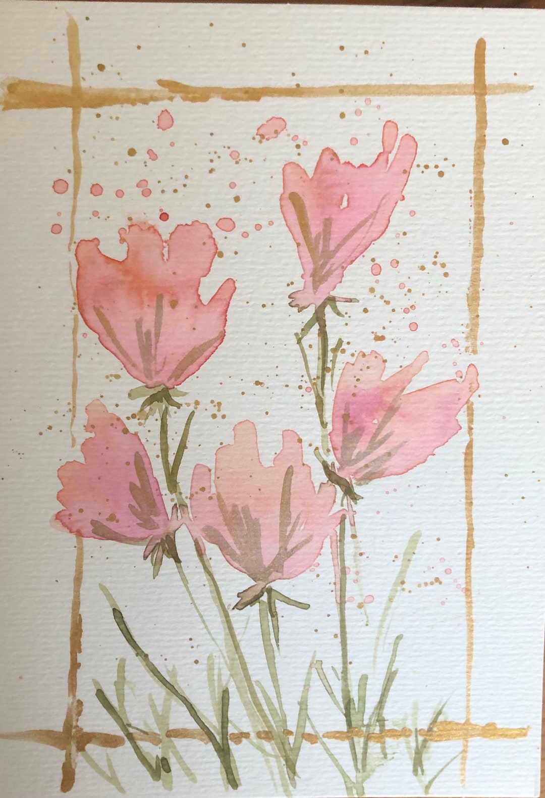 4 Card Set of Floral Cards- Blank Inside Original Watercolor - Etsy