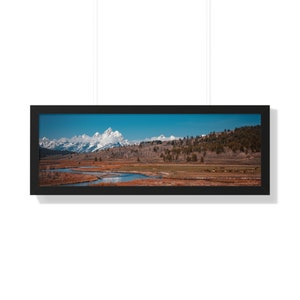 Mountain River Valley - Landscape Framed Horizontal Poster