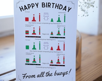 Nautical Buoys Birthday Card: Happy Birthday Sailor A5
