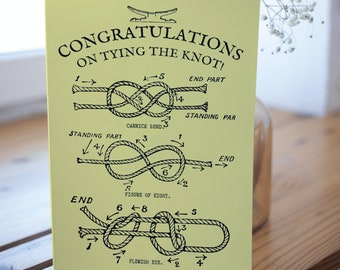 Nautical Wedding Card, vintage nautical,  congratulations on tying the knot! just married, navy wedding, card for sailors, maritime A5 card