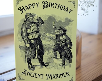 Nautical Birthday Card, Ancient mariner, card for sailors, merchant navy, royal navy, salty sea dog, boat captain, lifeboatman, sailing card