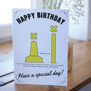 Carte d'anniversaire nautique, bouée de marque spéciale, carte de navigation, carte pour les marins, marque de navigation maritime, carte pour lui, carte pour elle, bouée IALA