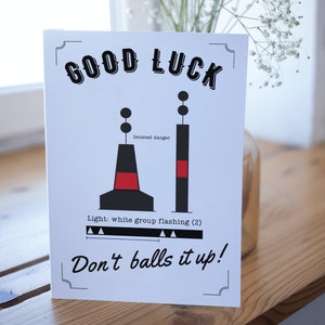 Nautical Good Luck Card, Geïsoleerde gevarenboei, veel succes, zeilen, jacht, boot, schip, boei, zee, promotie, nieuwe baan, examens,