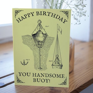 Carte d’anniversaire nautique, Belle bouée, carte de navigation, cadeau pour lui, cadeau de yacht, maritime, mer, vintage, bateau, carte de petit ami, carte de mari