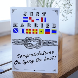 Cartolina nautica da sposa, bandiera nautica, appena sposati, sposi, regalo di nozze, tessera nautica, nodo, regalo nuova coppia, matrimonio, carta A5