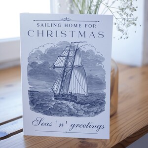 Nautische Weihnachtskarte, Vintage Segelschiff, Großsegler, Segelkarte, Maritim, Royal Navy, Handelsmarine, Seemann, Yacht, Schiff, A5 Größe