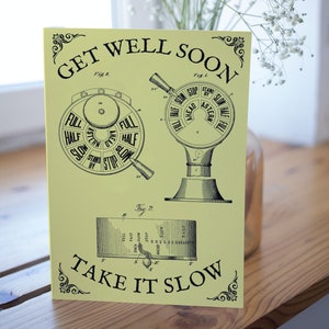 Maritime Get Well Soon Karte. Karte für Männer, Karte für Frauen, Familienkarte, Maritime Karte, Krankenhauskarte, Patientenkarte, Schiffs-Telegrafie, Retro