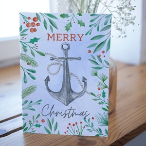 Nautische kerstkaart, feestelijk anker, zeilkaart, cadeau booteigenaar, nautisch cadeau, kerstkaart, maritieme kerst, zeekaart, boot, jacht