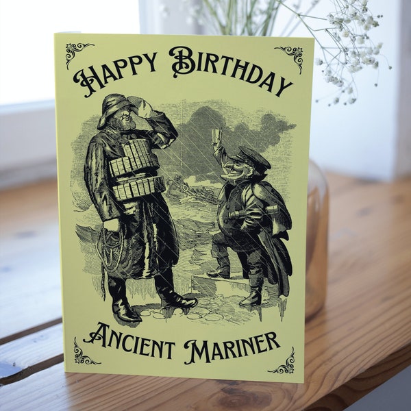 Nautical Birthday Card, Ancient mariner, card for sailors, merchant navy, royal navy, salty sea dog, boat captain, lifeboatman, sailing card