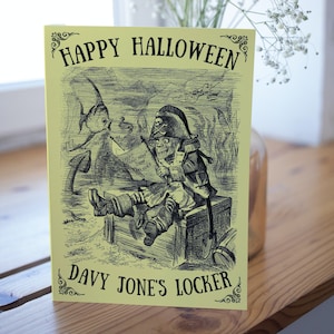 Nautical Halloween Card, Davy Jones Locker, Pirate card, Sailing card, Maritime, Boat card, Ocean, Card for him, Card for her, A5 card, Sea