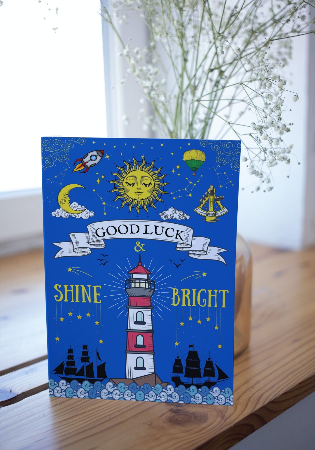 Nautical Good Luck Card Lighthouse Card Shine Bright Etsy