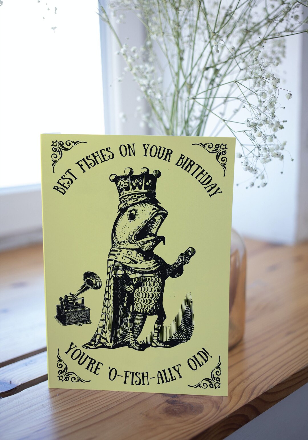 Funny Fishing Birthday Card: Vintage Fish King Design - Etsy