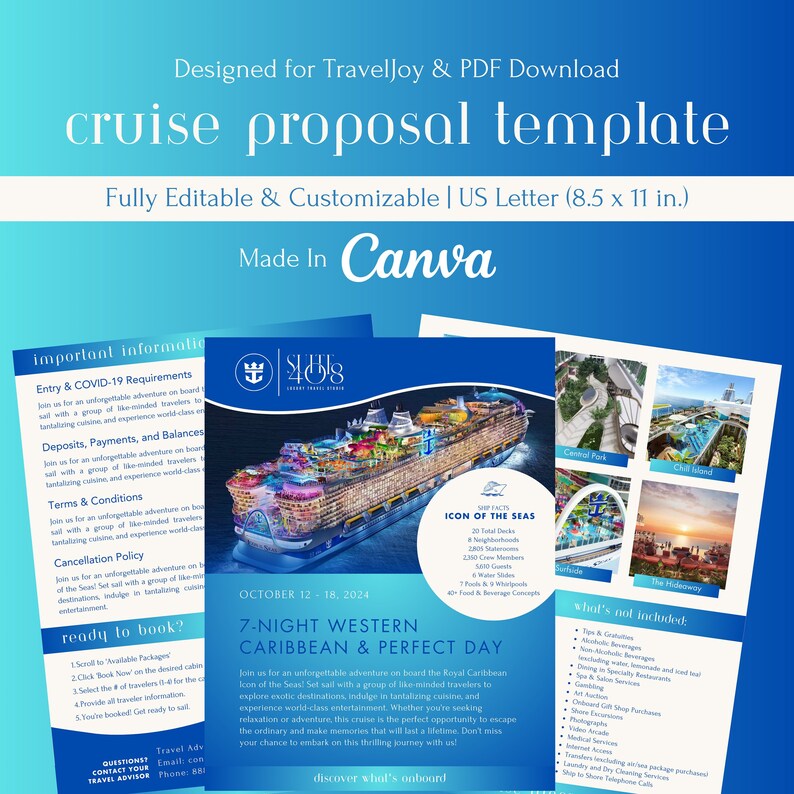 Traveljoy Cruise Vacation Proposal Template for Travel Agents and