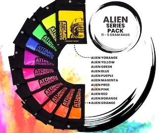 Alien Fluorescent Series Pigment Pack – Vibrant, Glow-in-the-Dark Pigments for Resin, Art, and DIY Projects